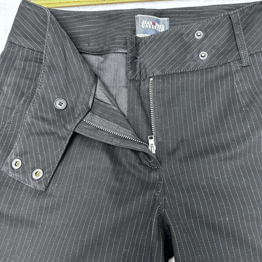 Jean's Paul Gaultier Women's Y2K Black Pinstripe Wide-Leg Cotton Pants Sz 29 New - Picture 10 of 16